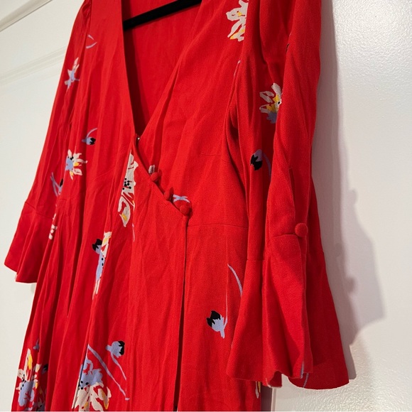Free People Women's Time on My Side Red Floral Wrap Dress. Size XS. - Picture 4 of 10